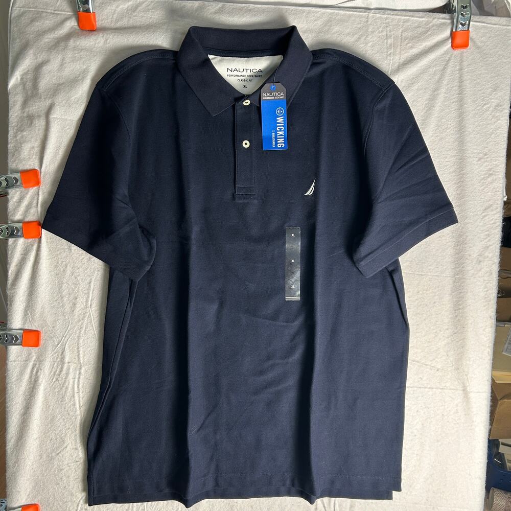 Nautica Performance Deck Shirt Polo Mens Size XL Navy NWT